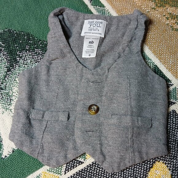 Just One You by Carter's Newborn NB Infant Baby Gray Button Down Vest - Picture 5 of 5